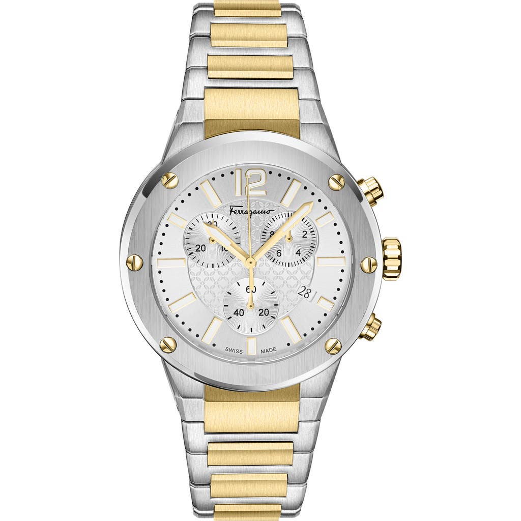 Ferragamo F-80 Chrono Bracelet Watch In Two Tone
