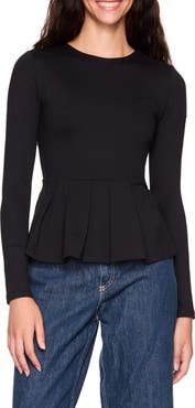 Susana Monaco Long Sleeve Peplum Top