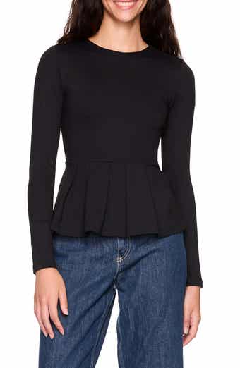 Susana Monaco Long Sleeve Peplum Top