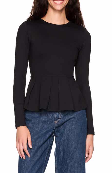 Susana Monaco Long Sleeve Peplum Top