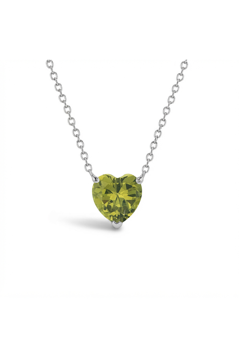 Prong CZ Birthstone Heart Necklace, Main, color, August