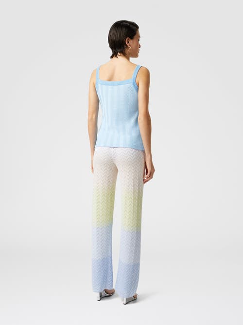 Shop Missoni Tone-on-tone Zigzag Cotton And Viscose Tank Tops In Light Blue