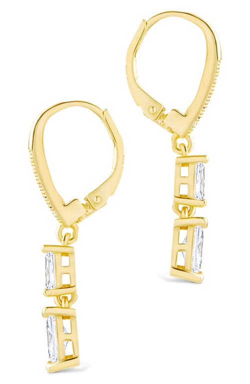 Sterling Forever Eulalia Emerald Cubic Zirconia Drop Hoop Earrings In Gold