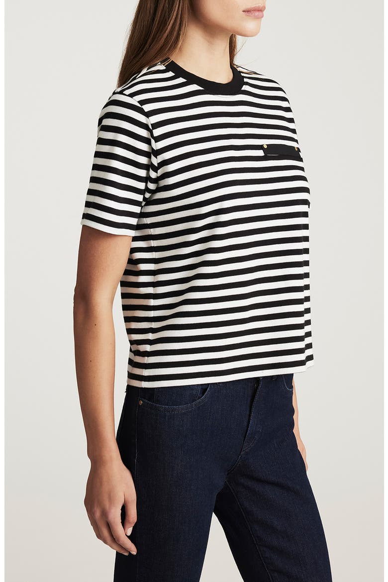 Stripe Short Sleeve Pocket T-Shirt, Alternate, color, BLACK WHITE STRIPE