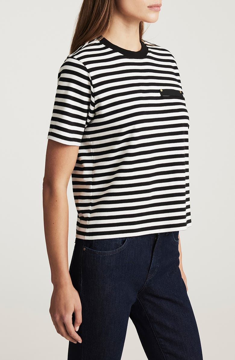 Mavi Jeans Stripe Short Sleeve Pocket T-Shirt, Alternate, color, Black White Stripe