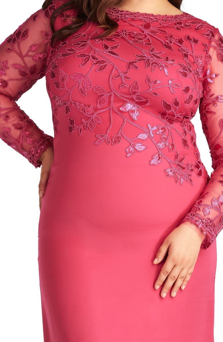 Tadashi Shoji Sequin Embroidered Long Sleeve Gown, Alternate, color, 