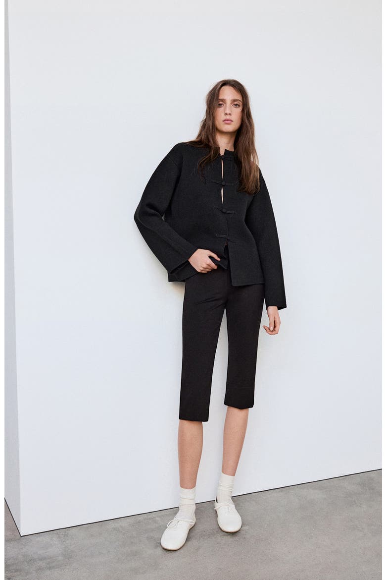 Straight Cut Jacket with Frog Closures, Alternate, color, BLACK