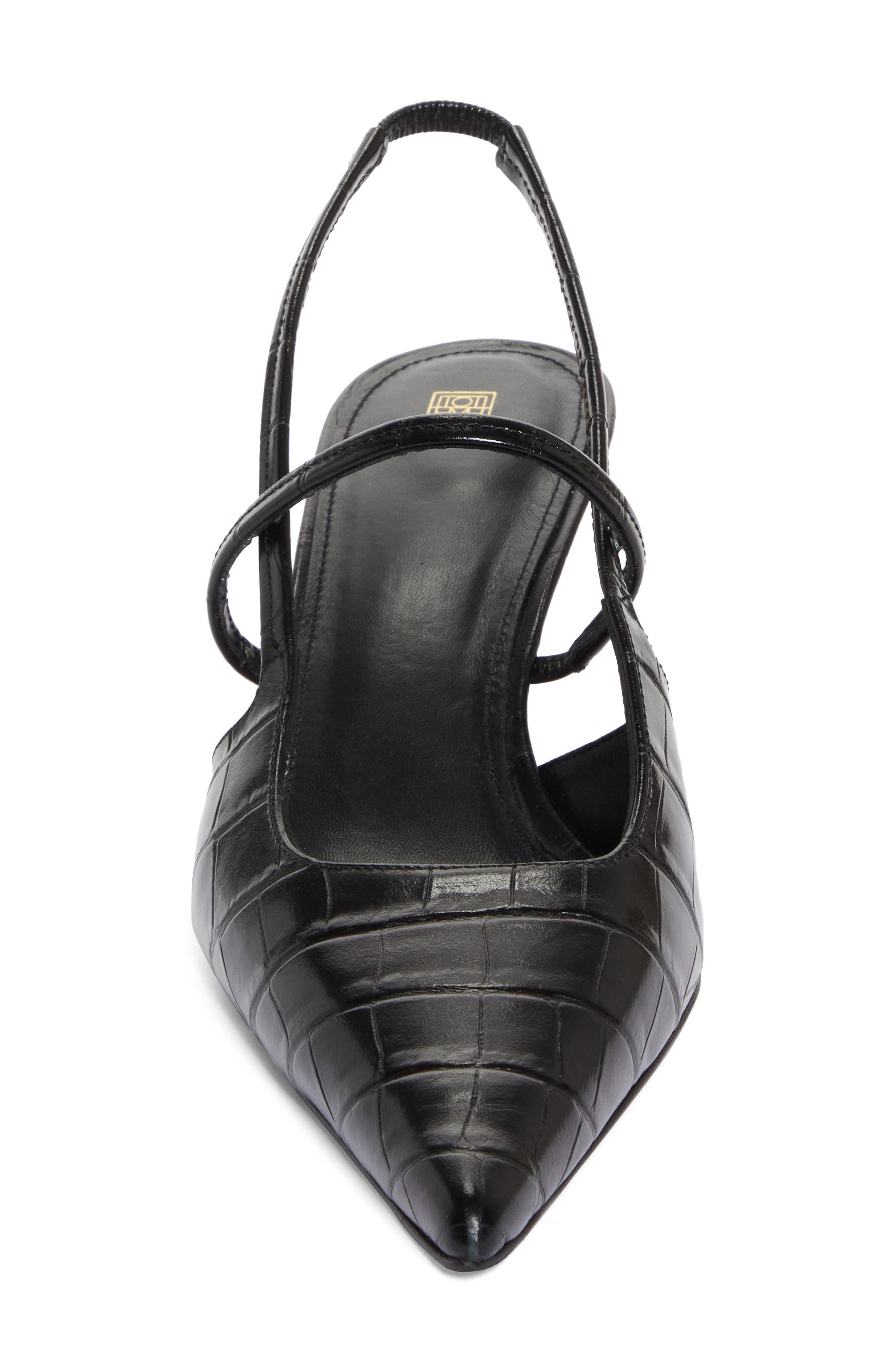 TOTEME Sharp Pointed Toe Croc Embossed Slingback Pump, Alternate, color, Black