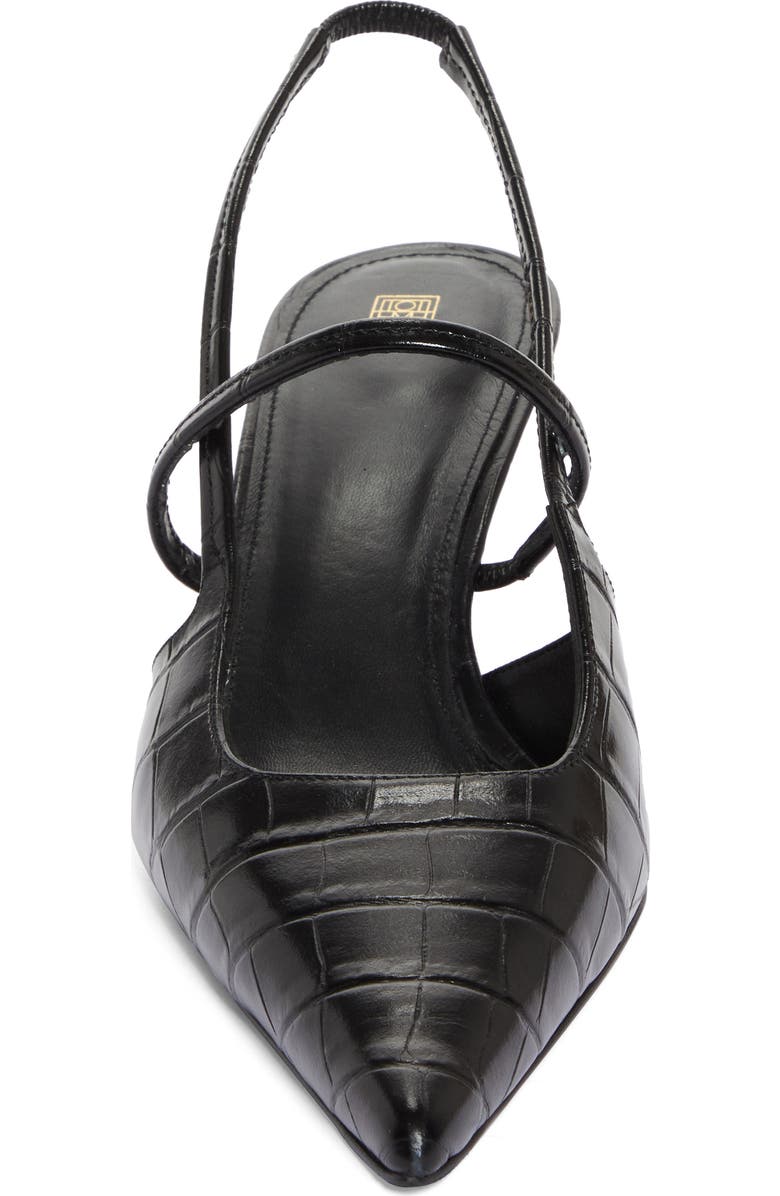 TOTEME Sharp Pointed Toe Croc Embossed Slingback Pump, Alternate, color, Black