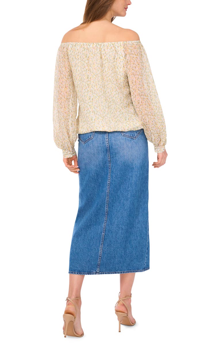 Vince Camuto Floral Off the Shoulder Peasant Top, Alternate, color, Calm Grey