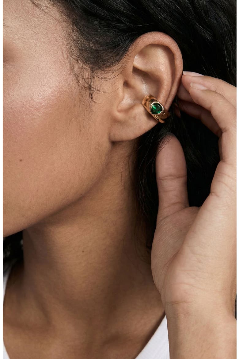 Hammered Ear Cuff, Alternate, color, GREEN
