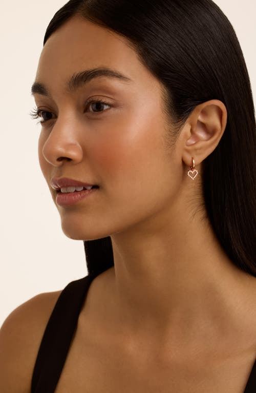 Ted Baker Amora Halo Heart Huggie Earrings In Rose Gold Tone/clear Crystal