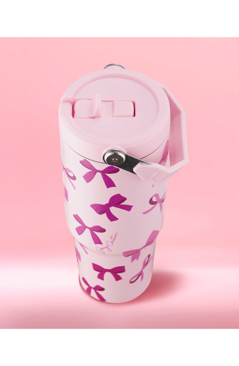 Juicy Couture 30-Ounce Stainless Steel Flip Sip Water Tumbler, Alternate, color, Tossed Pink Bows