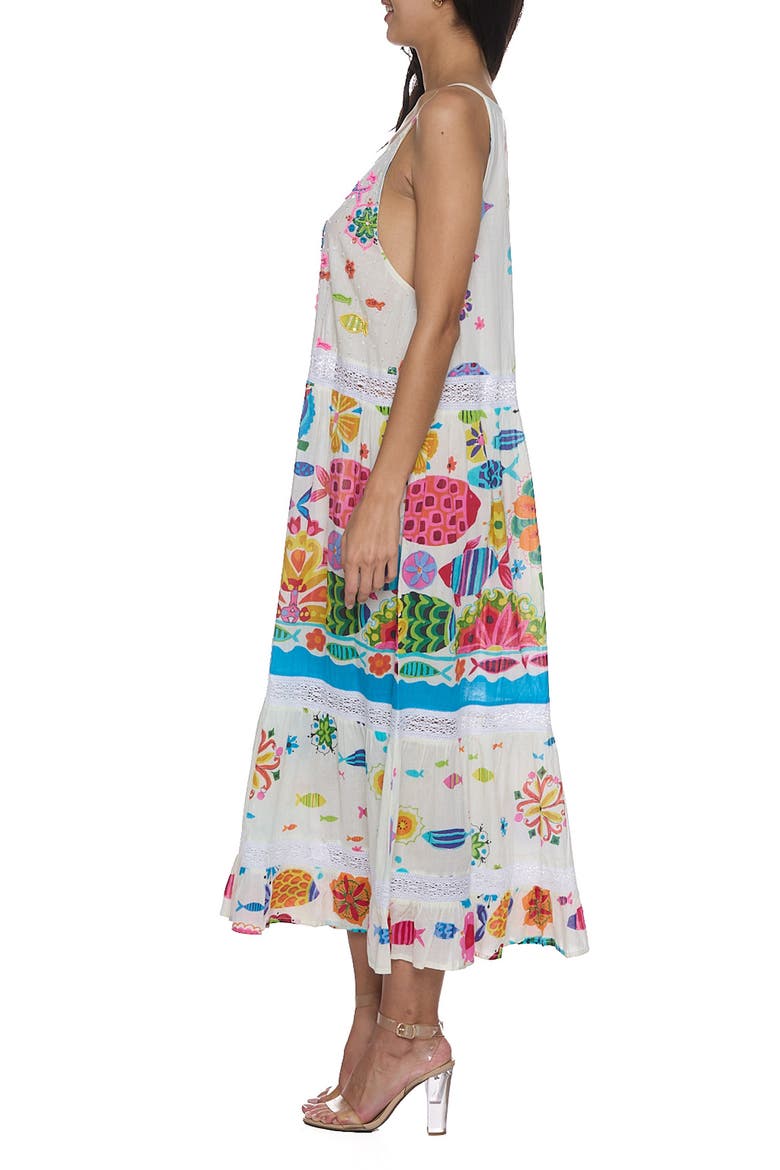 Fish Cotton Midi Sundress, Alternate, color, WHITE