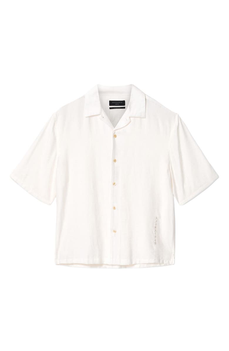 AllSaints Purley Button-Up Camp Shirt, Alternate, color, Tern White