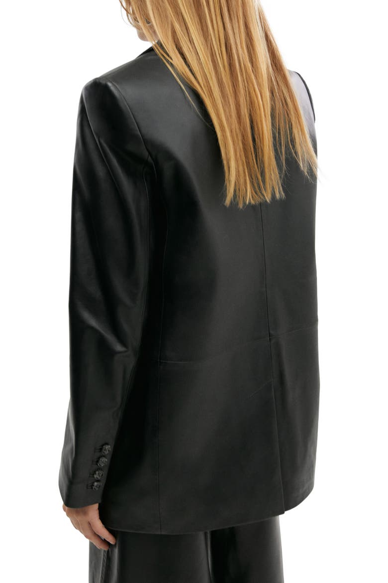 Pieced Leather Jacket, Alternate, color, BLACK