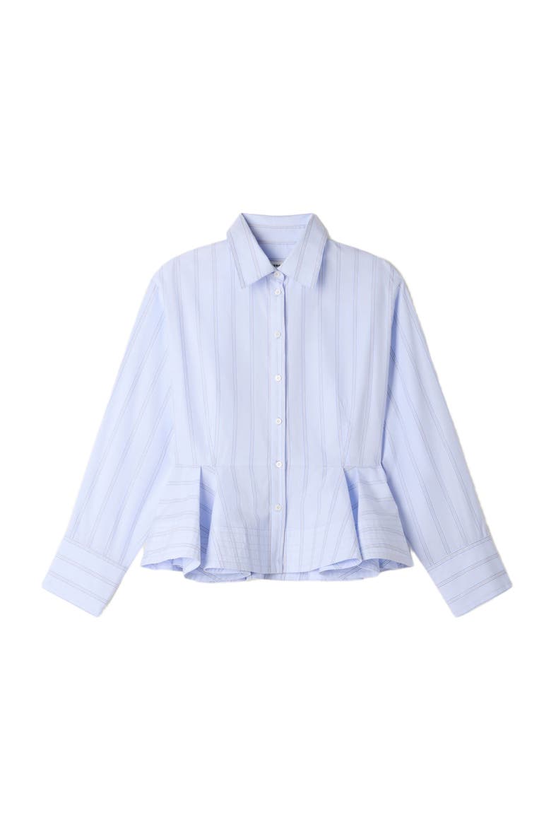Striped peplum shirt, Alternate, color, Sky blue