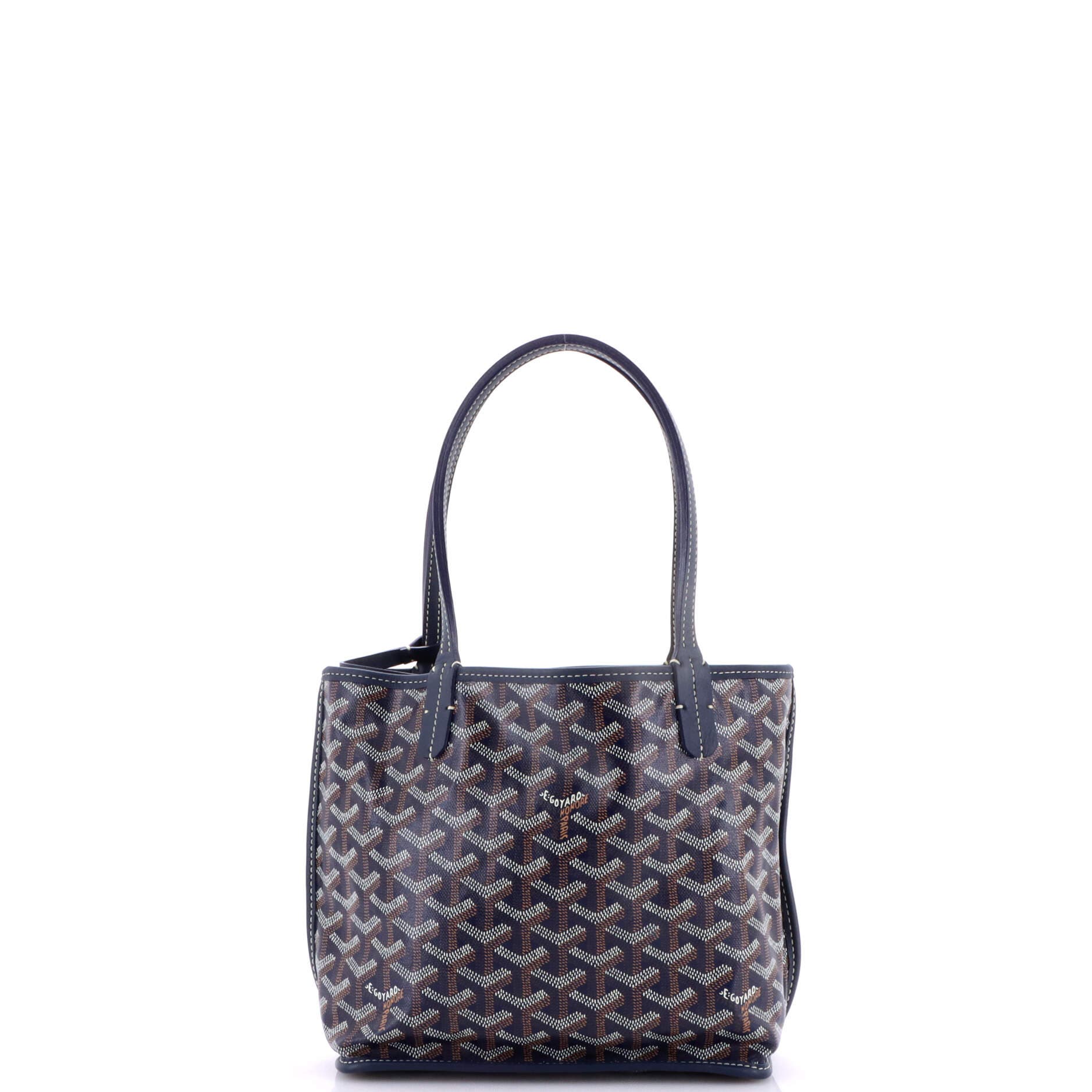 Pre-Owned Goyard Anjou Reversible Tote Coated Canvas Mini, Main, color, Blue