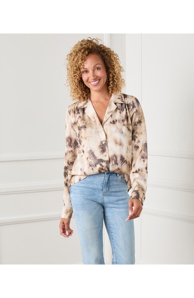 Karen Kane Tie Dye Button-Up Shirt, Alternate, color, Print