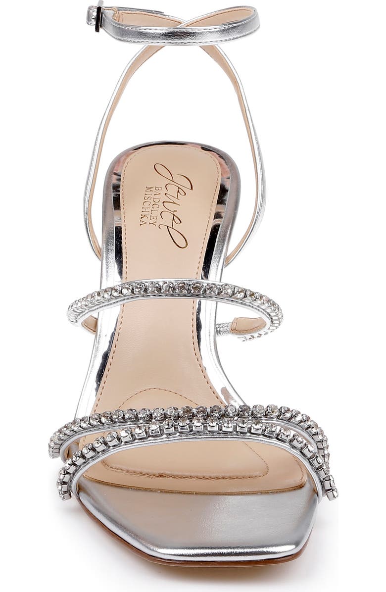 Jewel Badgley Mischka Paulette Ankle Strap Sandal, Alternate, color, Silver Metallic
