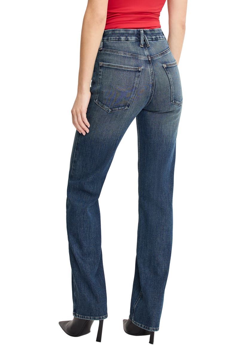 Good American Soft-Tech Good True Relaxed Straight Leg Jeans, Alternate, color, Indigo1147