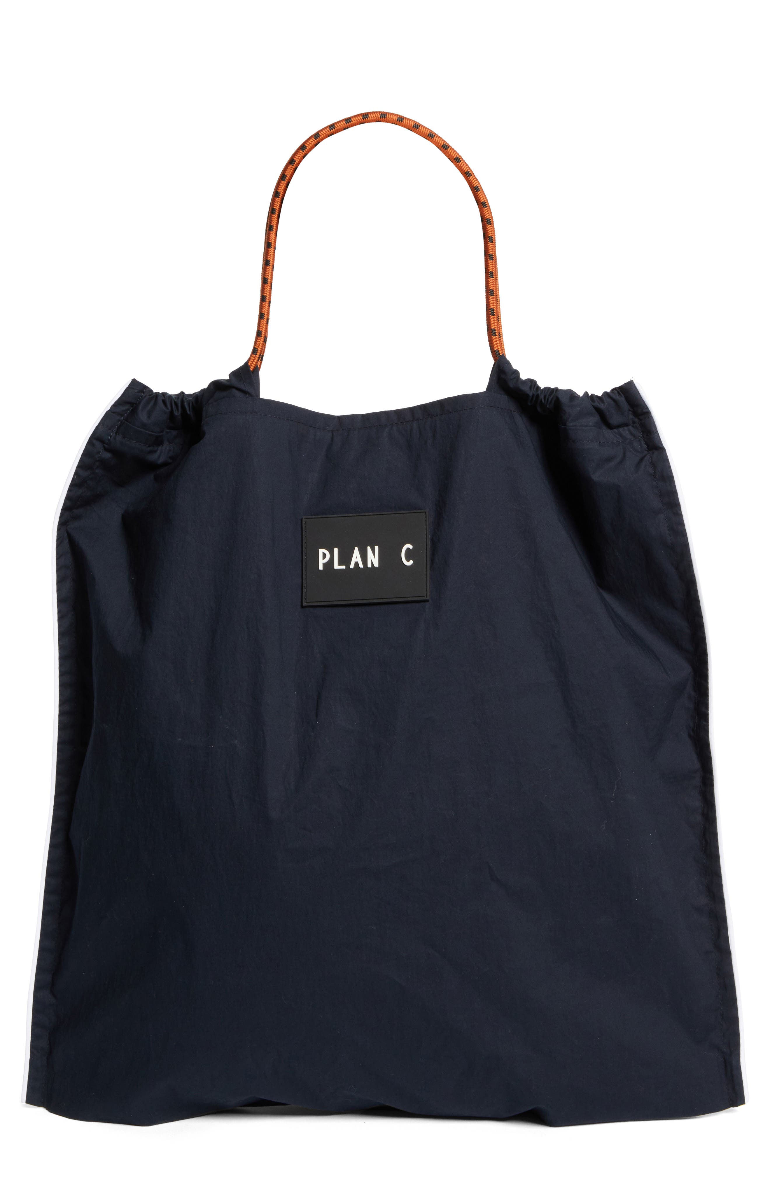PLAN C Cotton Shopper Tote, Main, color, Blue Black