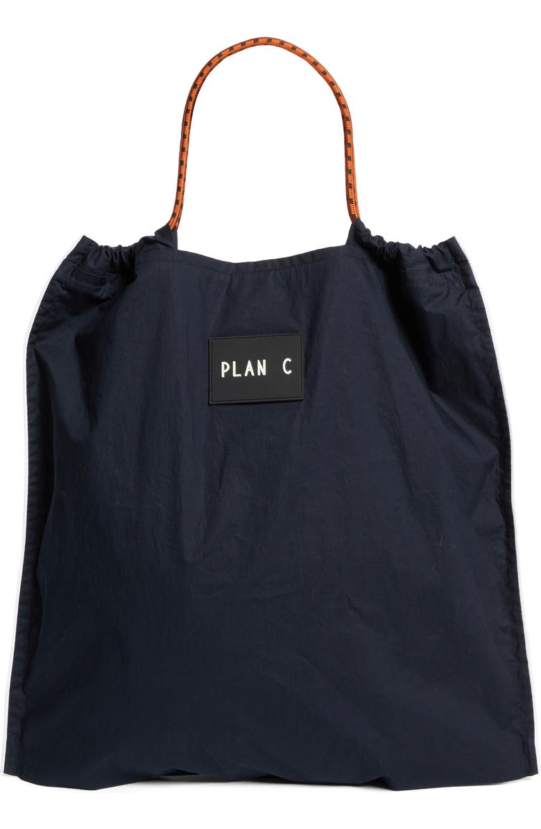 PLAN C Cotton Shopper Tote, Main, color, Blue Black