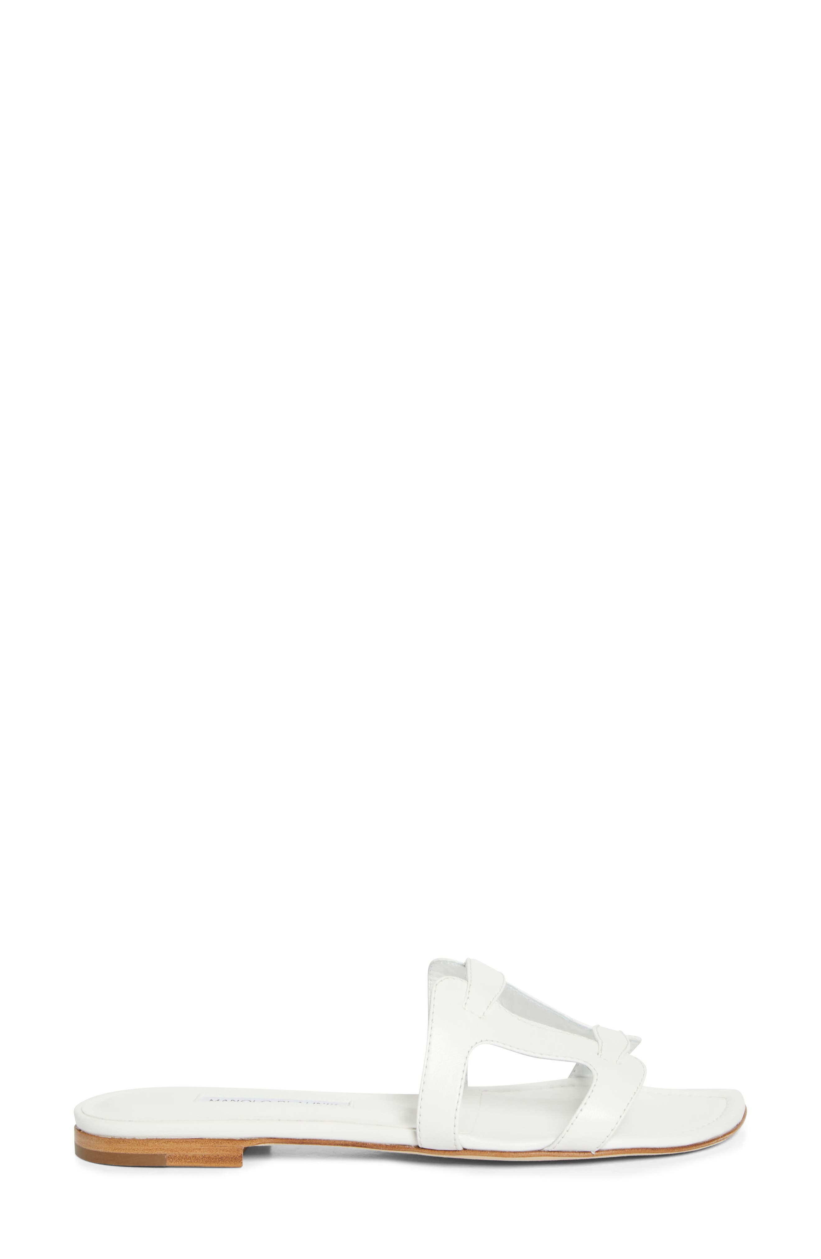 Manolo Blahnik Grellanu Slide Sandal, Alternate, color, White