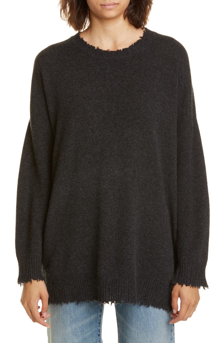 R13 Distressed Cashmere Boyfriend Sweater, Main, color,