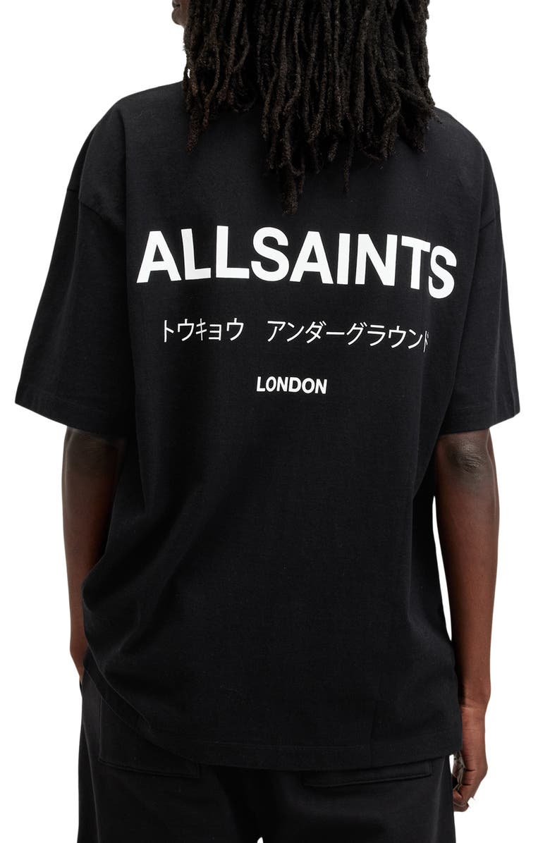 AllSaints Underground Oversize Graphic T-Shirt, Alternate, color, Jet Black