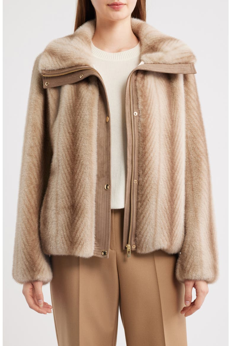 Faux Fur Bomber, Main, color, BEIGE