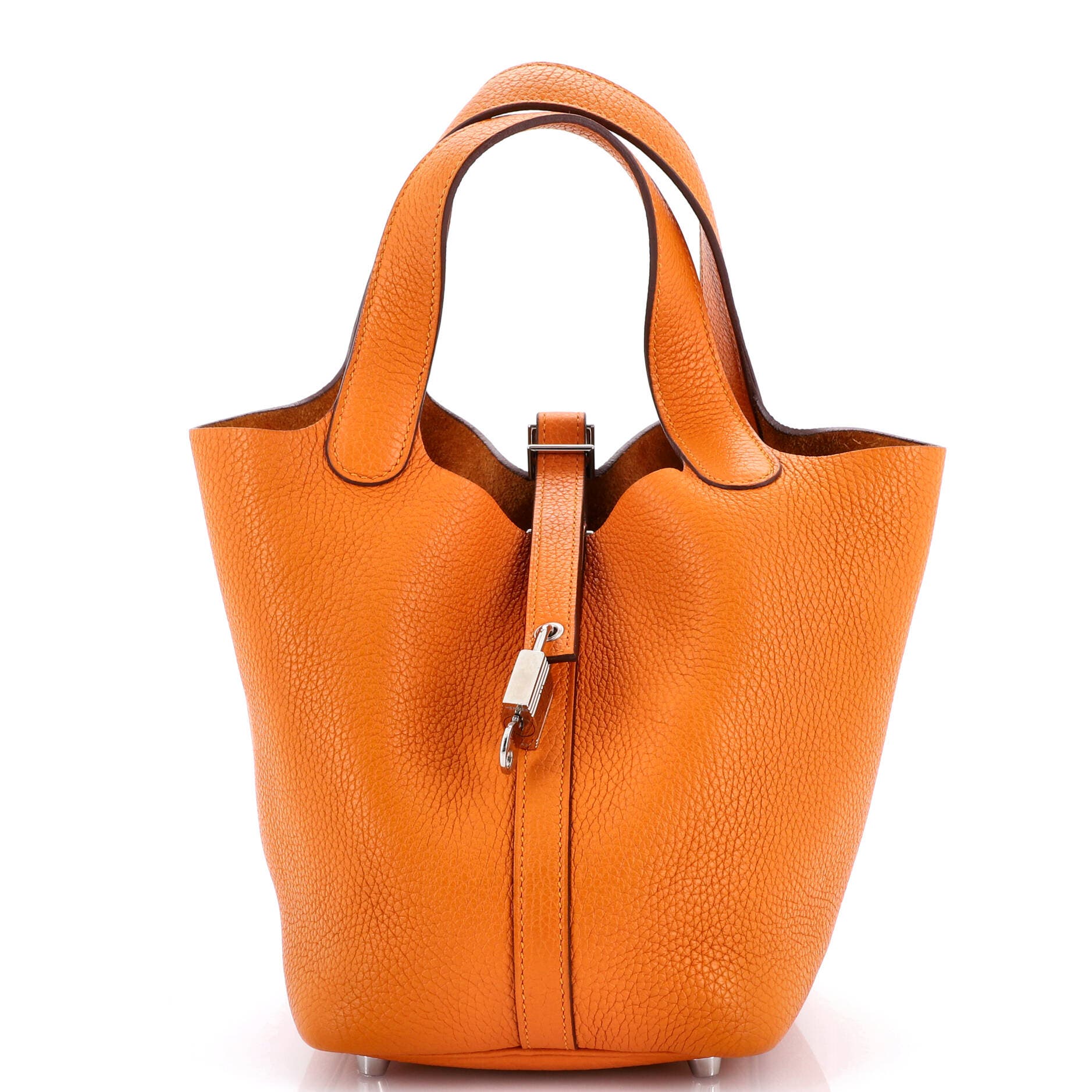 Pre-Owned Hermes Picotin Lock Bag Clemence PM, Main, color, Abricot
