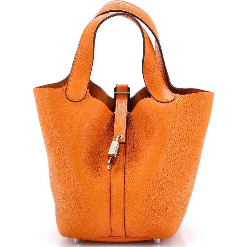 Pre-owned Hermes Hermes Picotin Lock Bag Clemence Pm In Orange