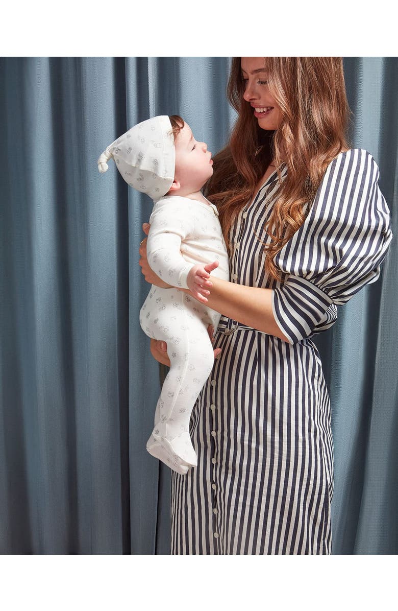 MiniMoi Love is Home Cotton Blend Zippered Footie, Alternate, color, Black