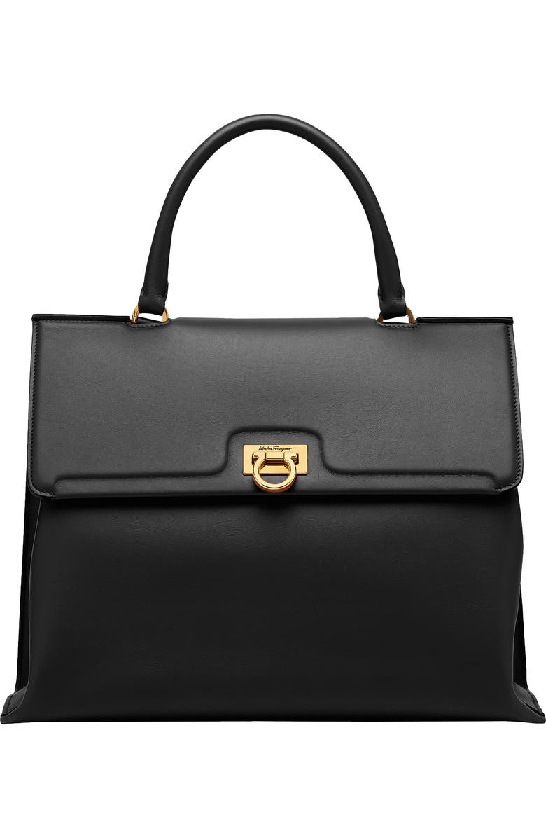 FERRAGAMO Salvatore Ferragamo Trifolio Leather Top Handle Bag, Main, color,