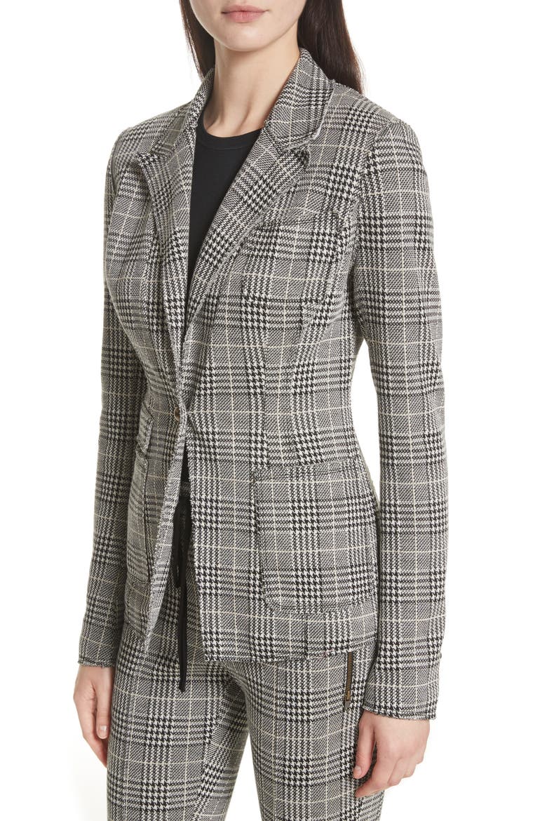 Plaid Blazer, Alternate, color, BLACK/ ECRU/ ANTIQUE GOLD
