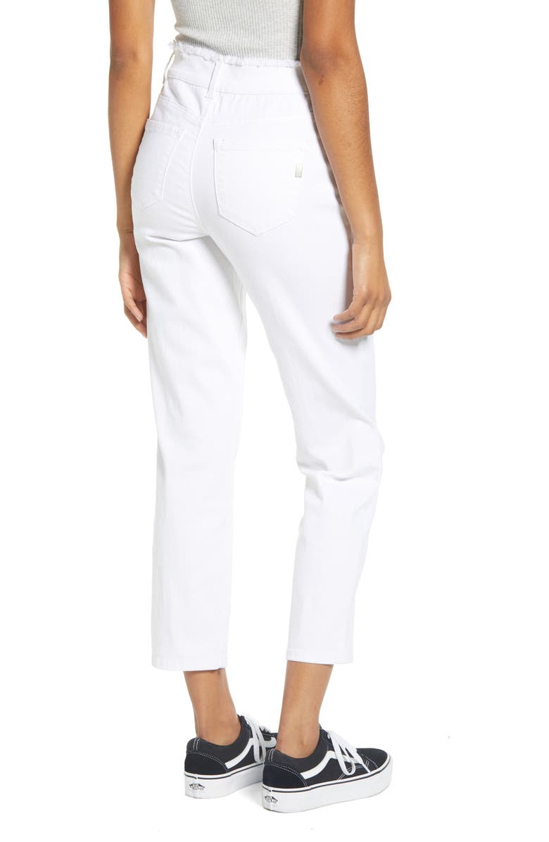 1822 Denim Fray Waist Ankle Straight Leg Jeans, Alternate, color,