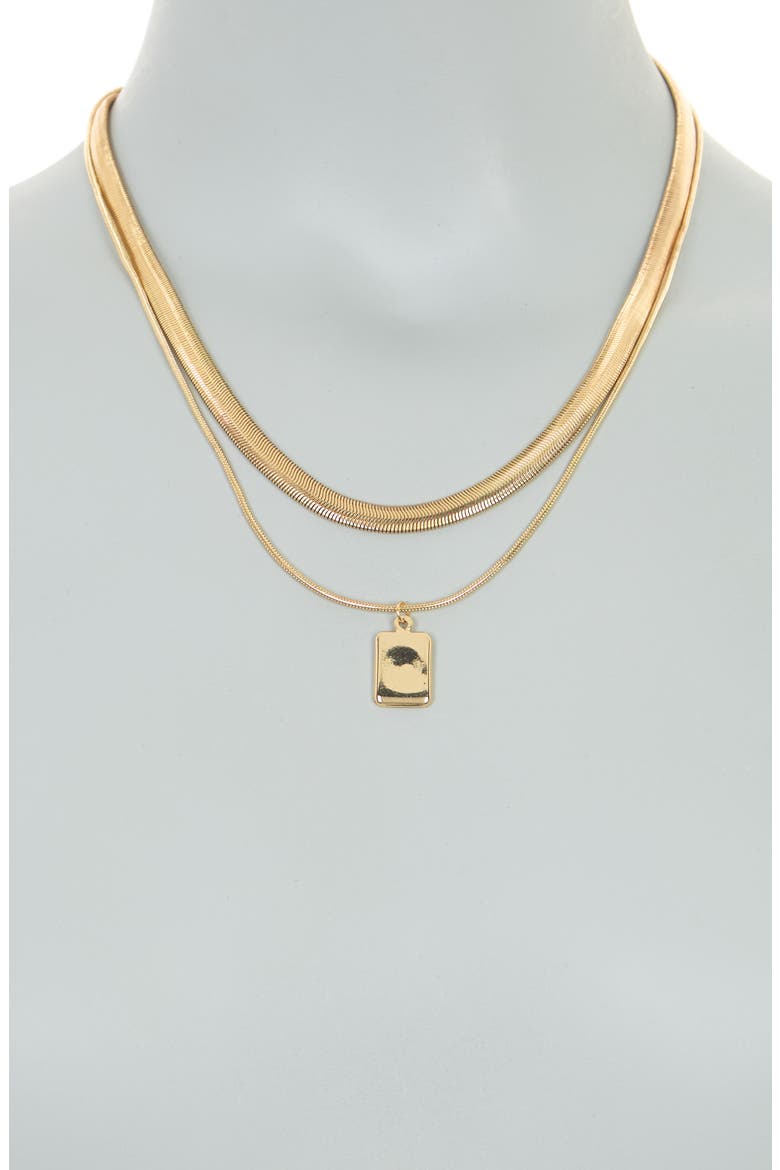 Snake Chain Collar & Pendant Layered Necklace, Alternate, color, GOLD