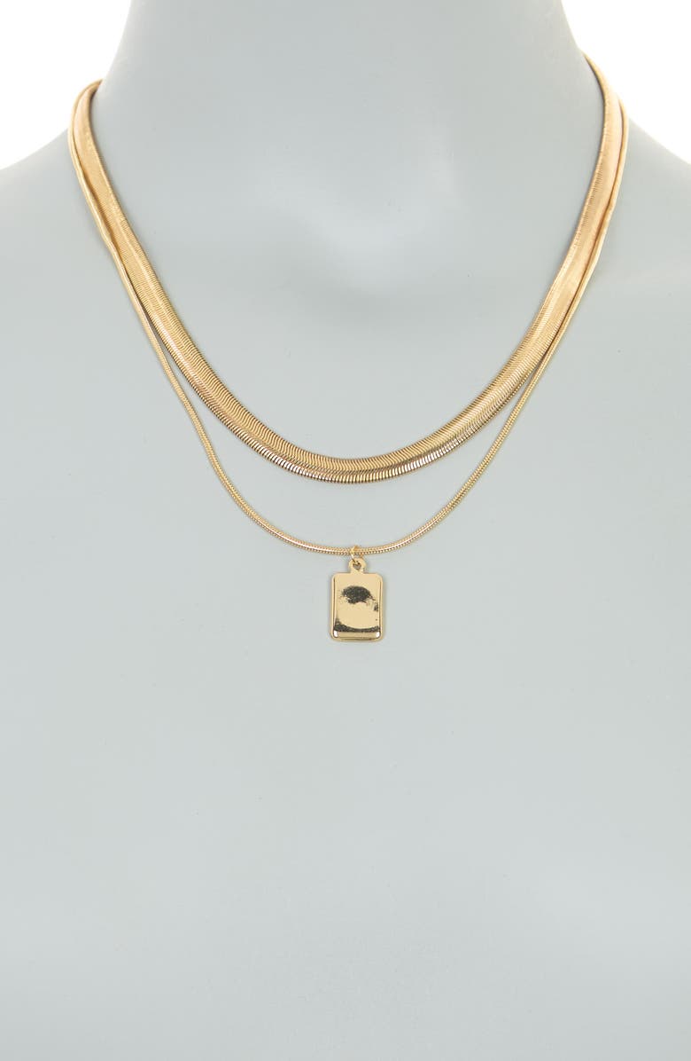 NORDSTROM RACK Snake Chain Collar & Pendant Layered Necklace, Alternate, color, Gold