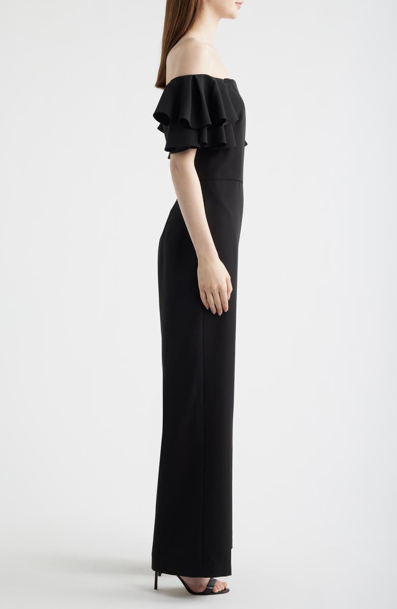 Eliza J Ruffle Sleeve Off the Shoulder Jumpsuit, Alternate, color, Black