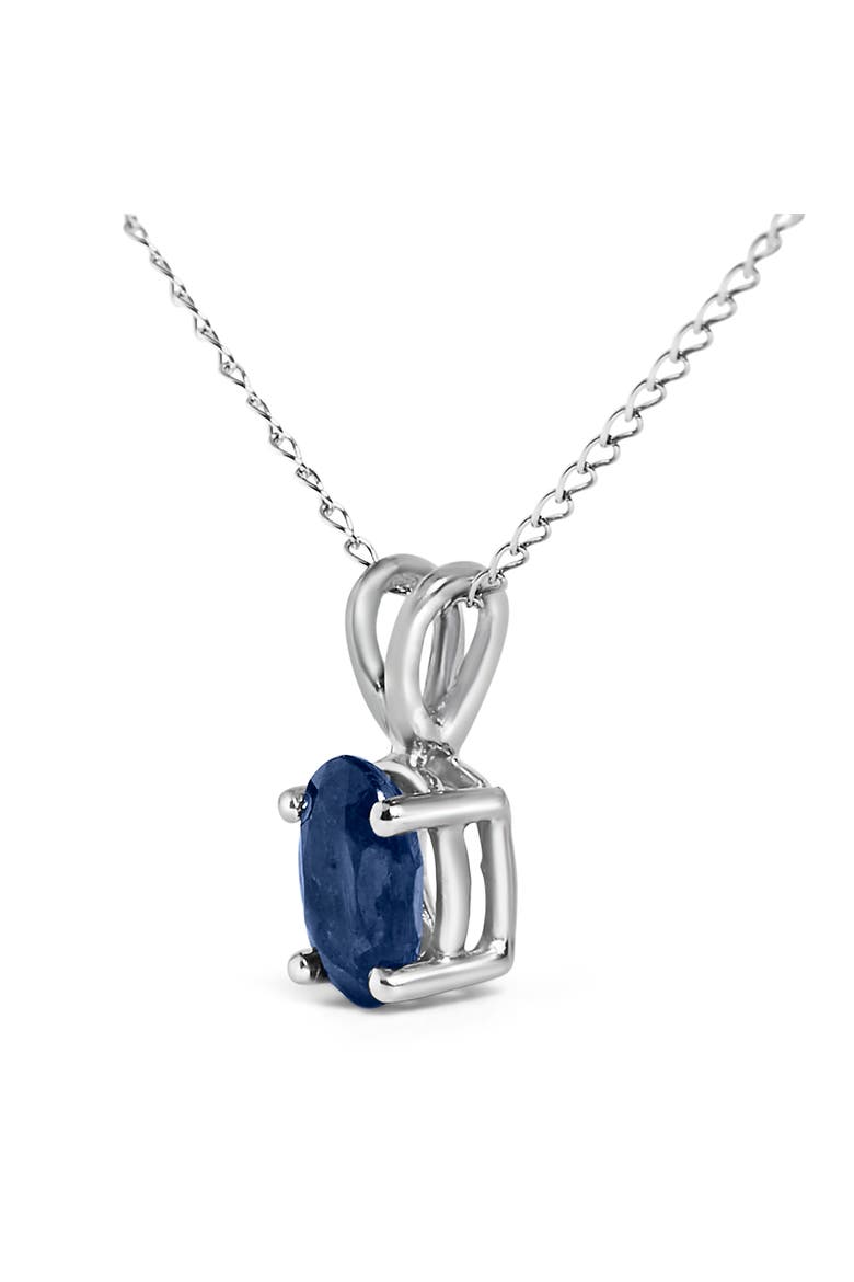14K Gold 6x4MM Oval Shaped Gemstone Solitaire Pendant Necklace, Alternate, color, Blue Sapphire | White