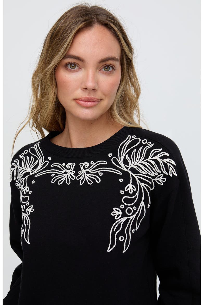 Marmalade Long Sleeves Embroidered Sweatshirt, Alternate, color, Black