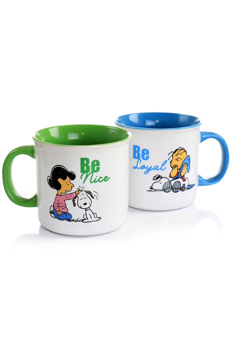 PEANUTS Gentle Reminders Stoneware 4 Piece 21oz Mug Set, Alternate, color, White