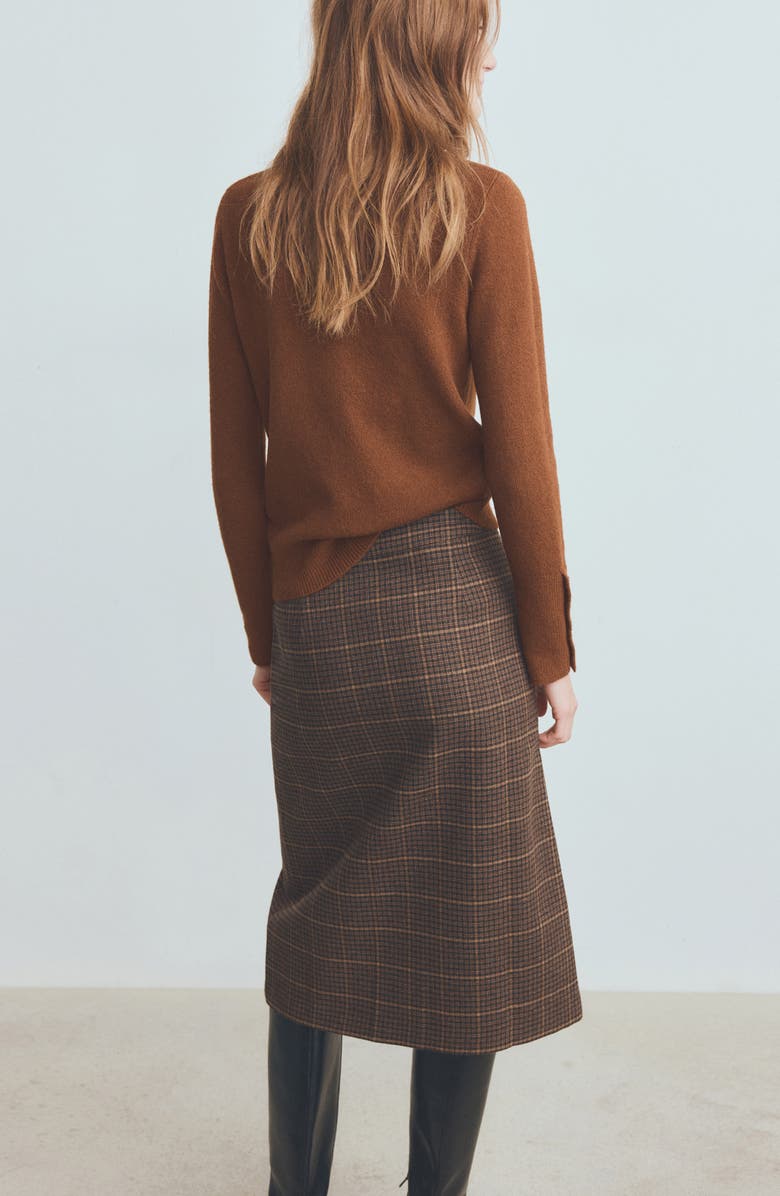 MANGO Button Cuff Turtleneck Sweater, Alternate, color, Caramel