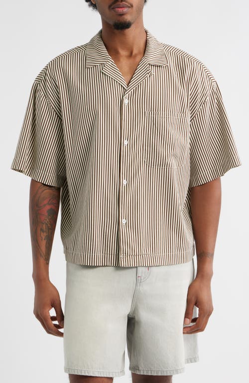 Elwood Boxy Camp Shirt in Brown Stripe  product