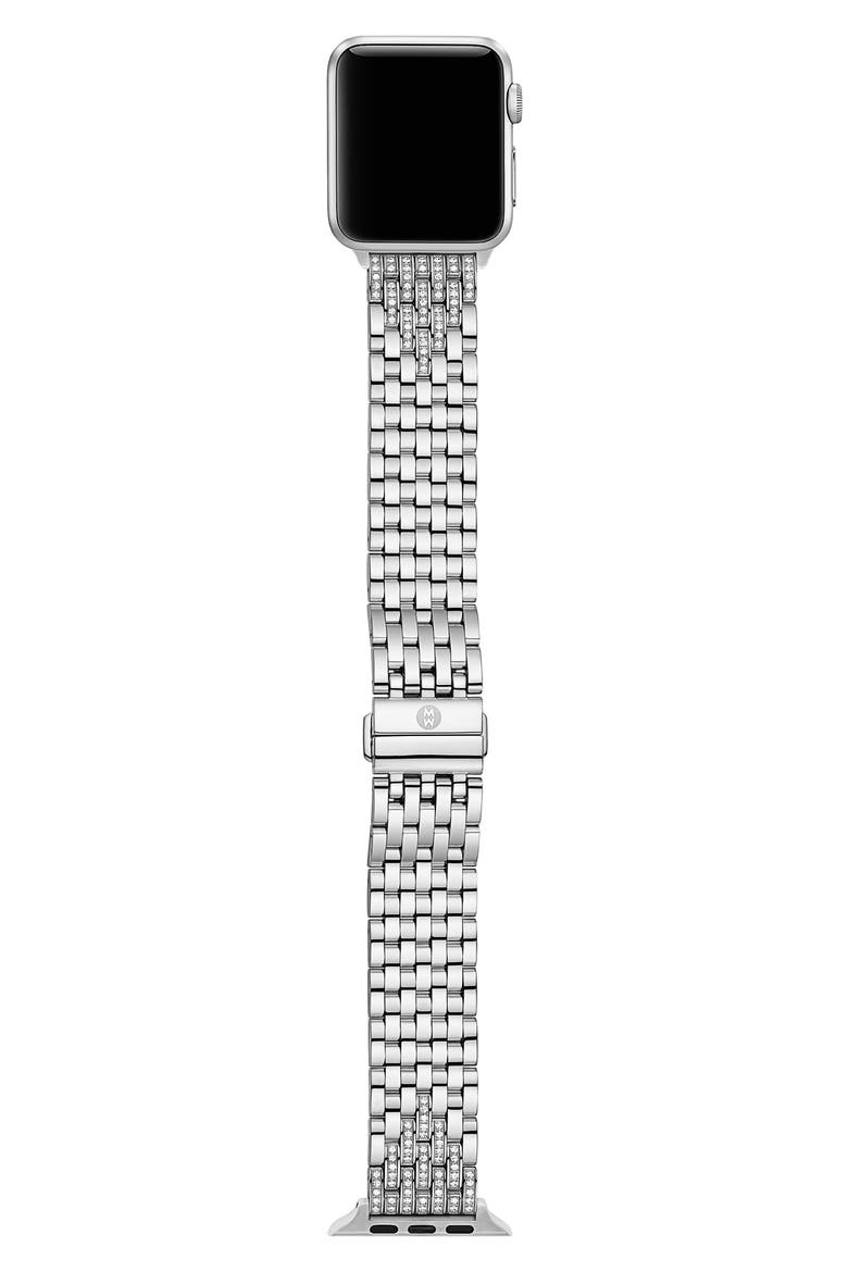 Diamond 20mm Apple Watch® Bracelet Watchband, Alternate, color, CHROME