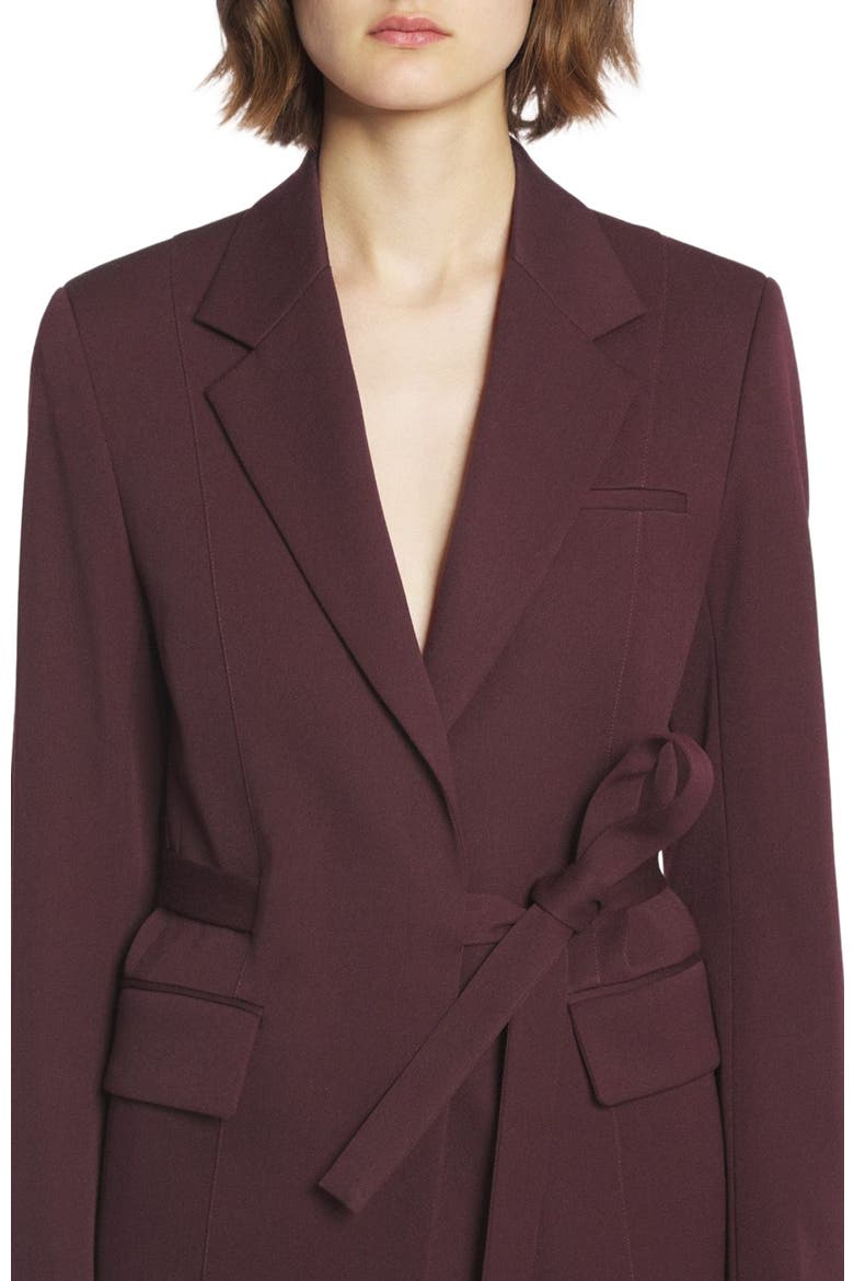 BELTED JACKET, Alternate, color, BURGUNDY