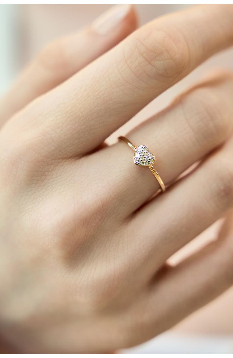 LuvMyJewelry Thea Diamond Pave Heart Ring in 14K Gold - 0.09 ct, Alternate, color, 14K Yellow Gold