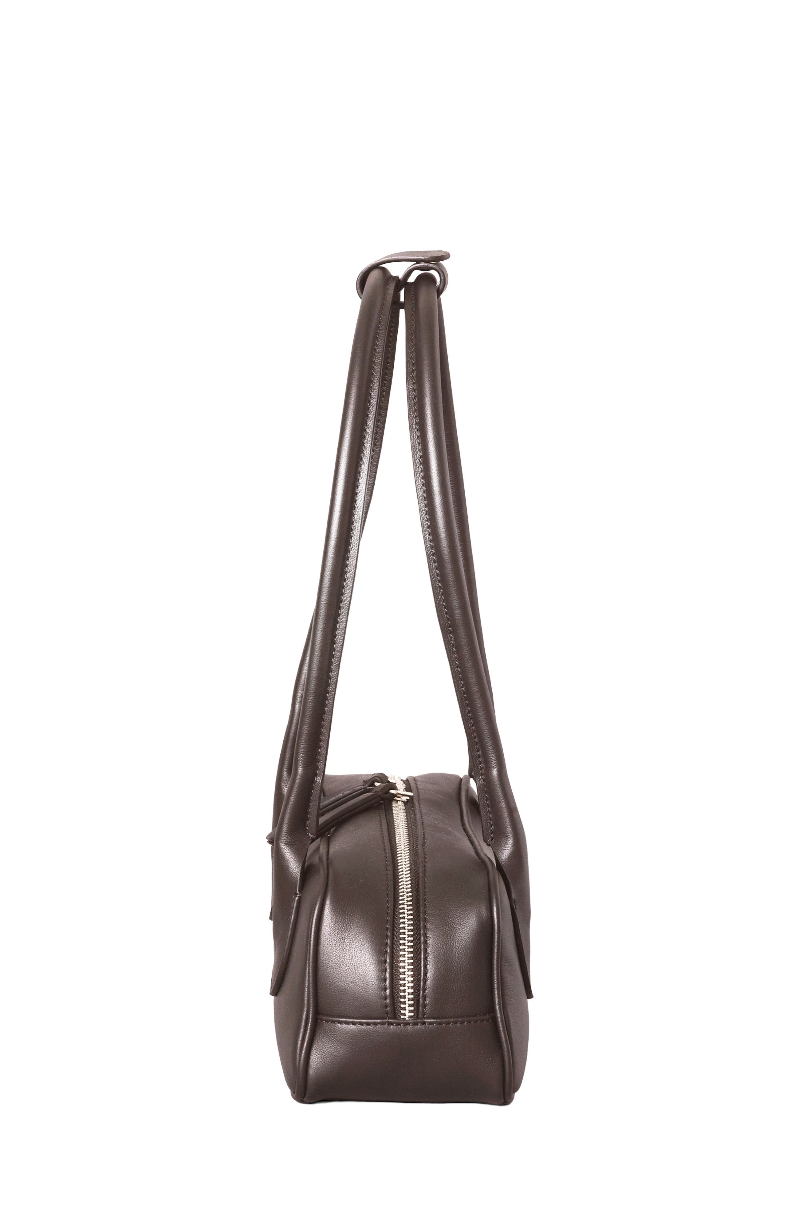 Mini La Strada Leather East West Bag, Alternate, color, Chocolate/Silver