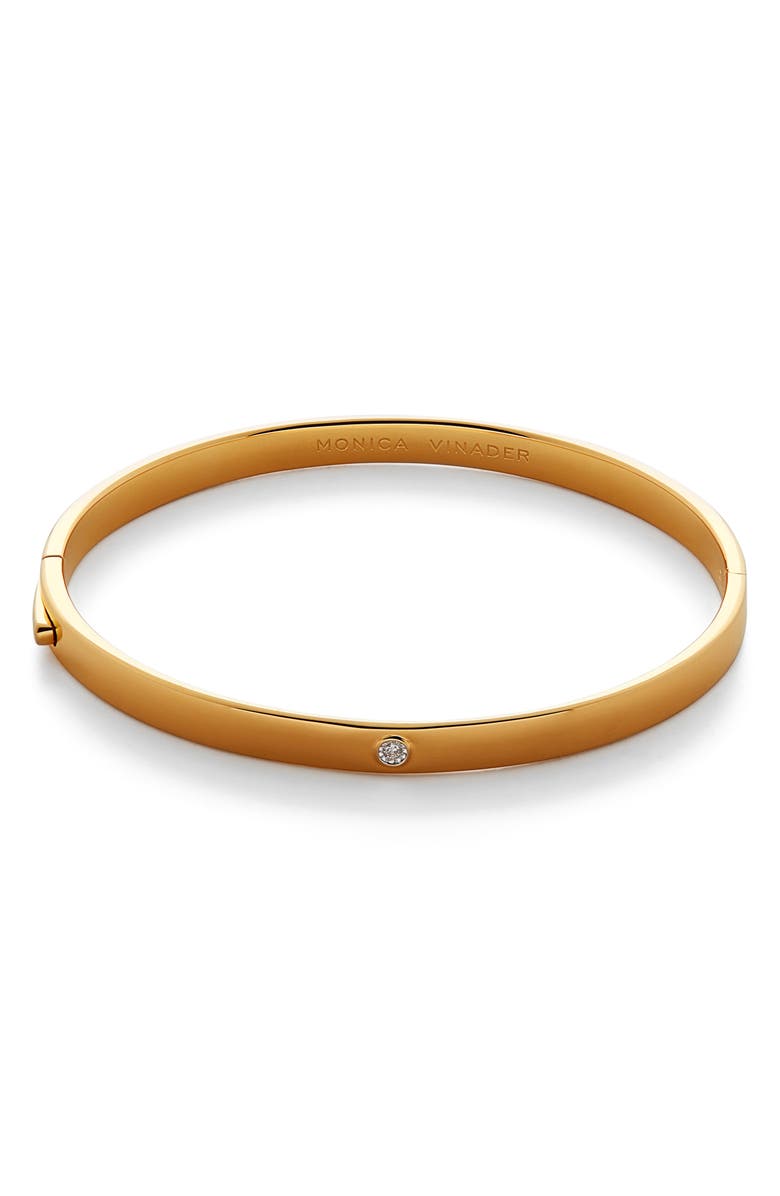 Monica Vinader Essential Diamond Hinged Bangle Bracelet, Main, color, 18Ct Gold Vermeil On Silver